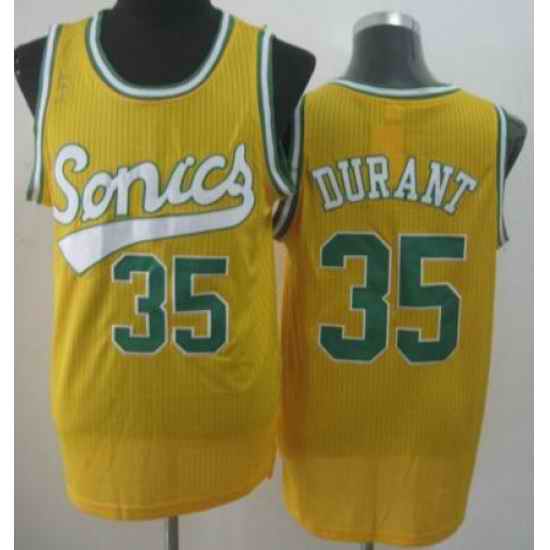 Seattle Supersonic 35 Kevin Durant Yellow Revolution 30 NBA Basketball Jerseys